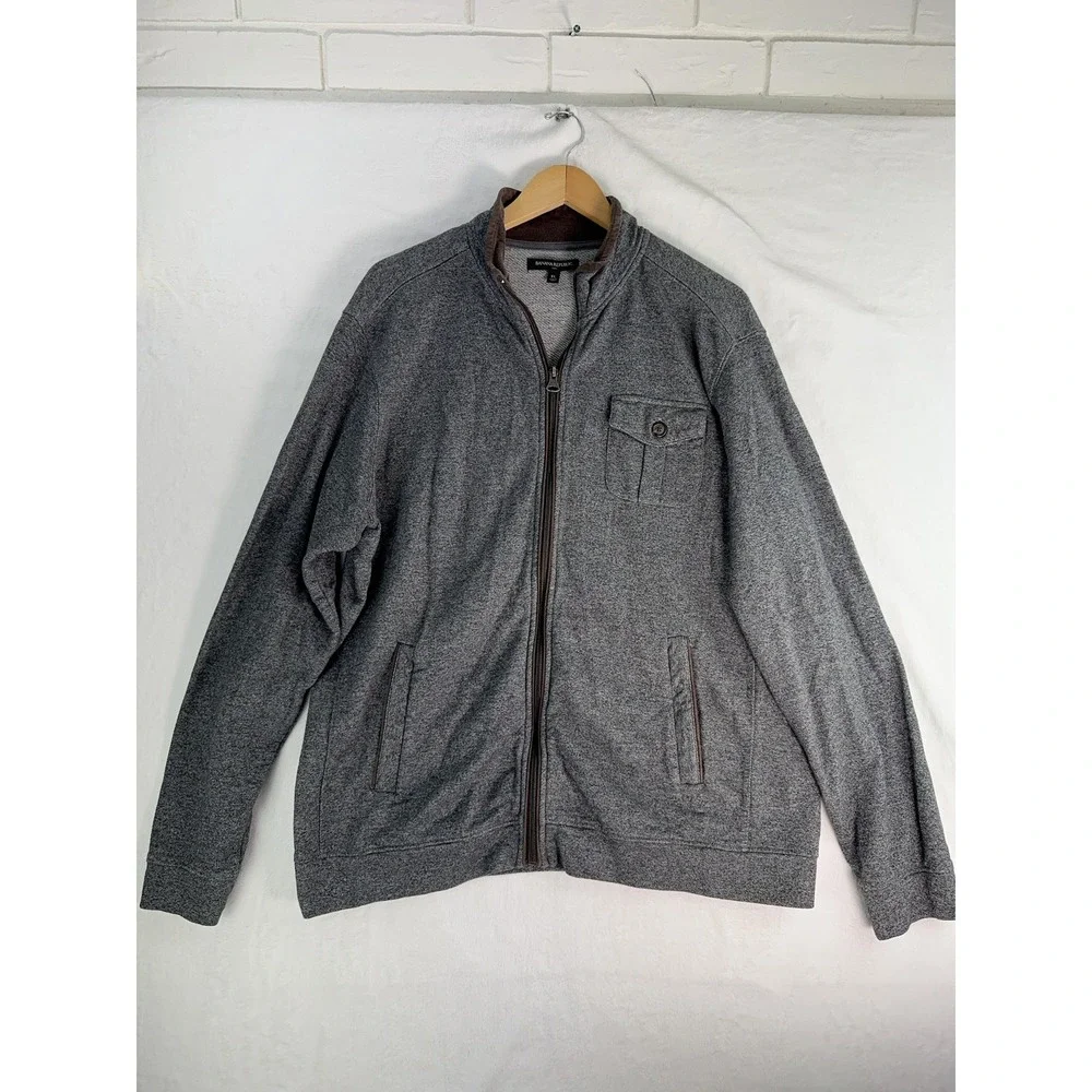 Banana Republic Jacket Mens Extra Large Gray Full Zip Elbow Patch Corduroy Trim‎